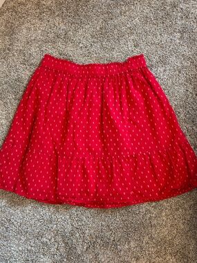 LOFT Red Printed Tiered Skirt